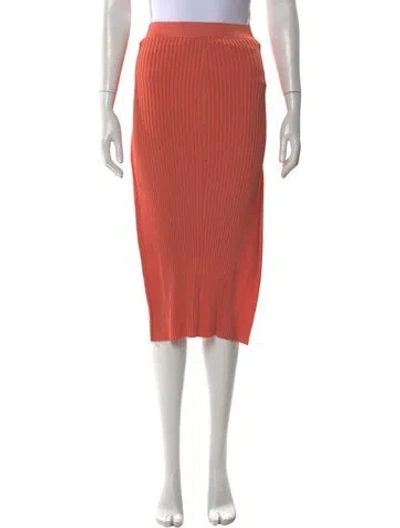 Pre-owned Ronny Kobo Pleated Accents Midi Length Skirt In Orange