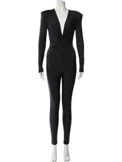 Pre-owned Ronny Kobo Plunge Neckline Jumpsuit In Black