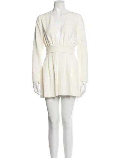 Pre-owned Ronny Kobo Plunge Neckline Jumpsuit In White
