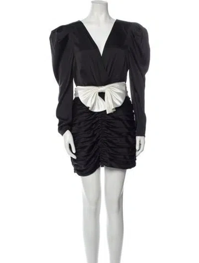Pre-owned Ronny Kobo Plunge Neckline Mini Dress In Black