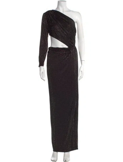 Pre-owned Ronny Kobo Polka Dot Print Long Dress In Black