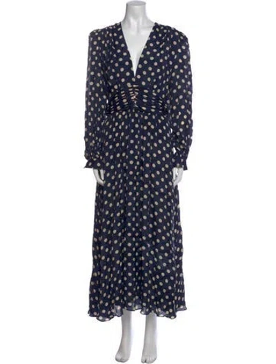 Pre-owned Ronny Kobo Polka Dot Print Long Dress In Blue
