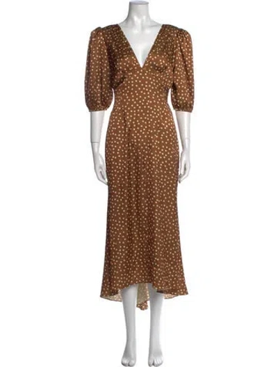 Pre-owned Ronny Kobo Polka Dot Print Long Dress In Neutral