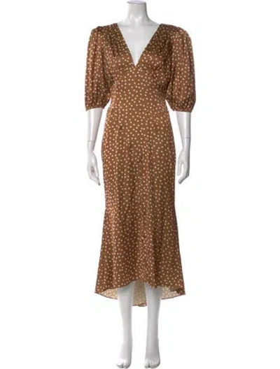 Pre-owned Ronny Kobo Polka Dot Print Long Dress In Neutral