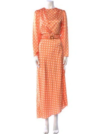 Pre-owned Ronny Kobo Polka Dot Print Long Dress W/ Tags In Orange