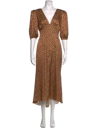 Pre-owned Ronny Kobo Polka Dot Print Midi Length Dress In Neutrals