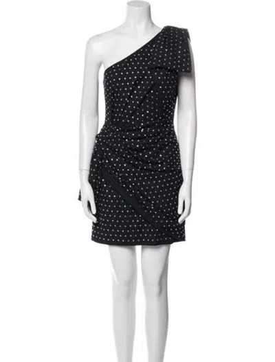 Pre-owned Ronny Kobo Polka Dot Print Mini Dress In Black