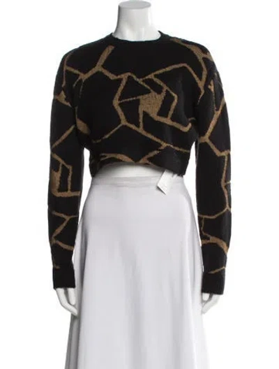 Pre-owned Ronny Kobo Printed Crew Neck Sweater In Black