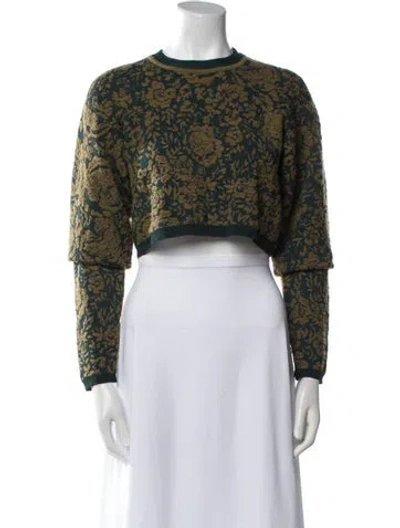 Pre-owned Ronny Kobo Printed Crew Neck Sweater In Green