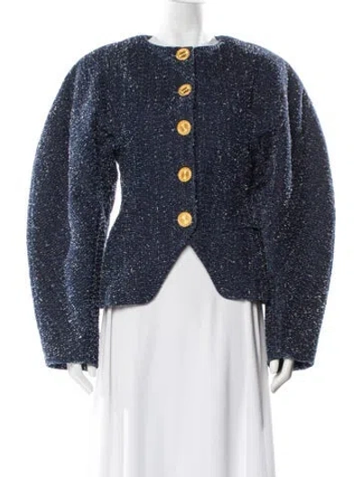 Pre-owned Ronny Kobo Printed Evening Jacket In Blue