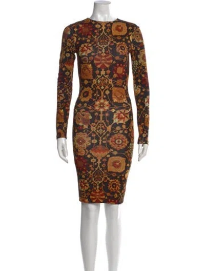 Pre-owned Ronny Kobo Printed Knee-length Dress In Orange