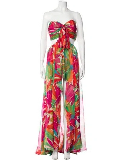 Pre-owned Ronny Kobo Printed Long Dress In Multi