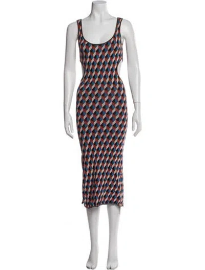 Pre-owned Ronny Kobo Printed Long Dress In Multi