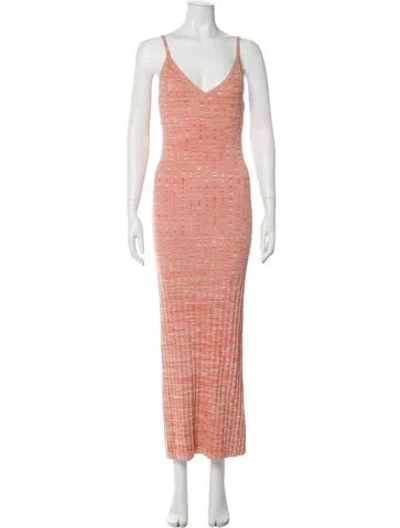 Pre-owned Ronny Kobo Printed Long Dress In Orange