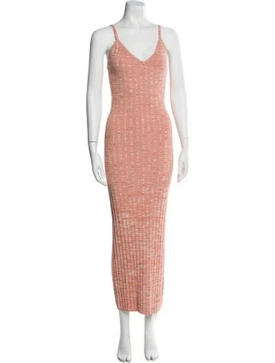 Pre-owned Ronny Kobo Printed Long Dress In Orange