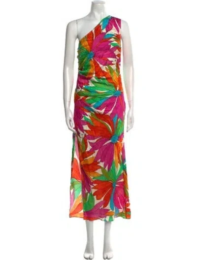 Pre-owned Ronny Kobo Printed Long Dress In Pink