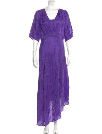 Pre-owned Ronny Kobo Printed Long Dress In Purple