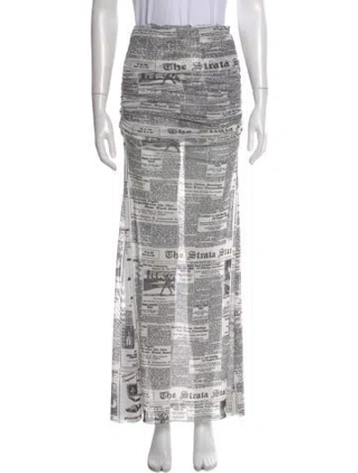 Pre-owned Ronny Kobo Printed Long Skirt In White