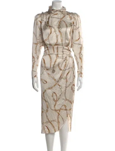 Pre-owned Ronny Kobo Printed Midi Length Dress In Neutral