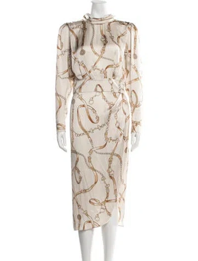 Pre-owned Ronny Kobo Printed Midi Length Dress In Neutrals