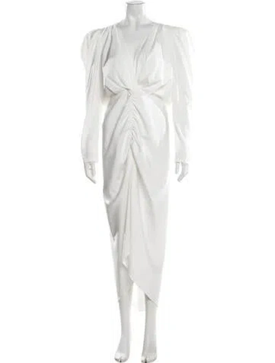 Pre-owned Ronny Kobo Printed Midi Length Dress In White
