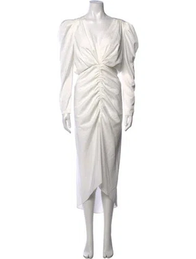 Pre-owned Ronny Kobo Printed Midi Length Dress In White