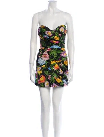 Pre-owned Ronny Kobo Printed Mini Dress In Black