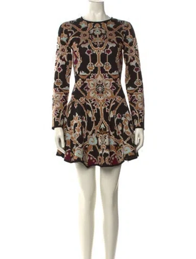 Pre-owned Ronny Kobo Printed Mini Dress In Black