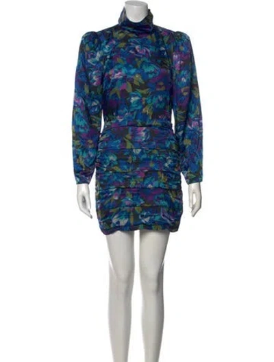 Pre-owned Ronny Kobo Printed Mini Dress In Blue