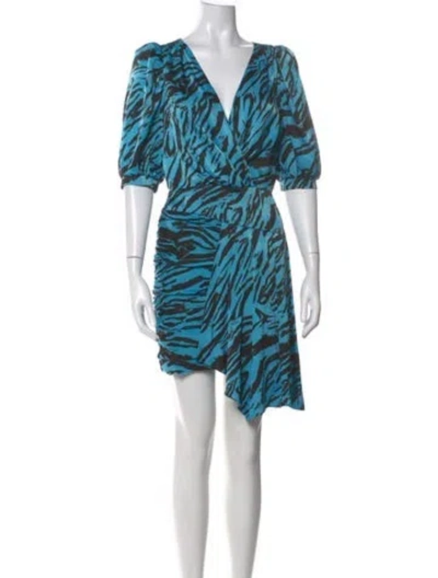 Pre-owned Ronny Kobo Printed Mini Dress In Blue