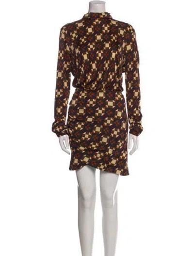 Pre-owned Ronny Kobo Printed Mini Dress In Brown