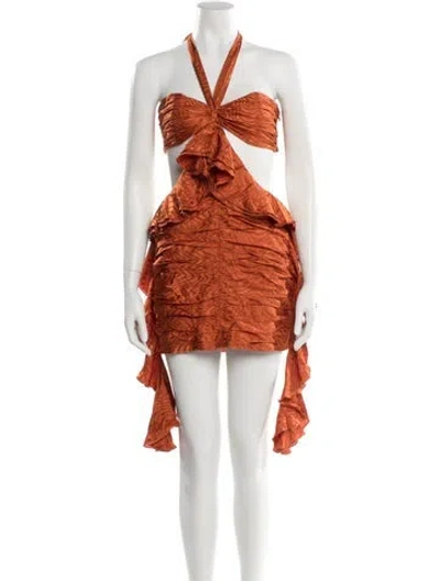 Pre-owned Ronny Kobo Printed Mini Dress In Brown
