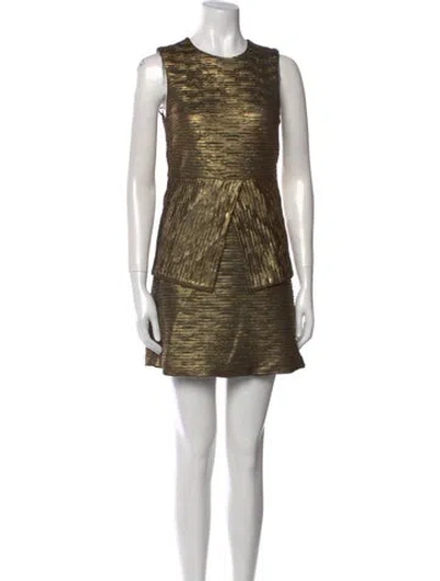 Pre-owned Ronny Kobo Printed Mini Dress In Gold