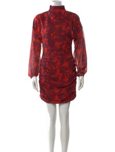 Pre-owned Ronny Kobo Printed Mini Dress In Red