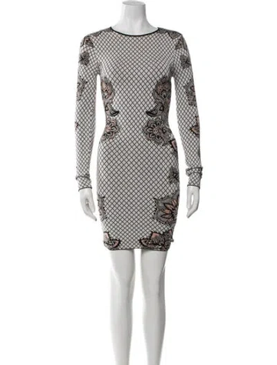 Pre-owned Ronny Kobo Printed Mini Dress In White