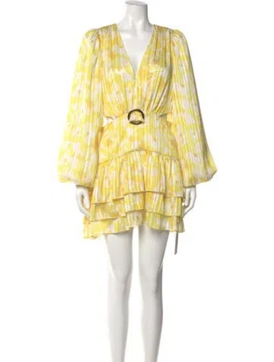 Pre-owned Ronny Kobo Printed Mini Dress In Yellow