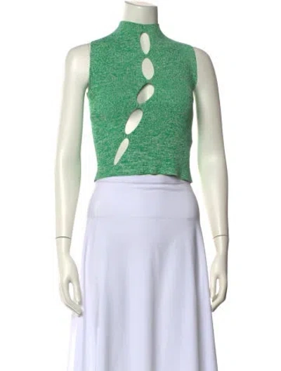 Pre-owned Ronny Kobo Printed Mock Neck Crop Top In Orange