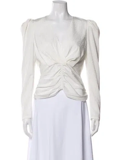 Pre-owned Ronny Kobo Printed V-neck Blouse In Silver