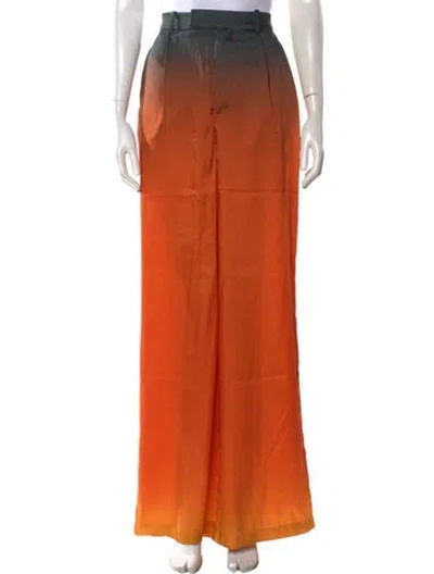 Pre-owned Ronny Kobo Printed Wide Leg Pants In Orange
