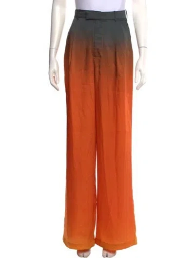 Pre-owned Ronny Kobo Printed Wide Leg Pants In Orange