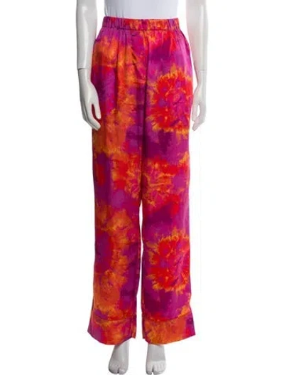 Pre-owned Ronny Kobo Printed Wide Leg Pants In Purple
