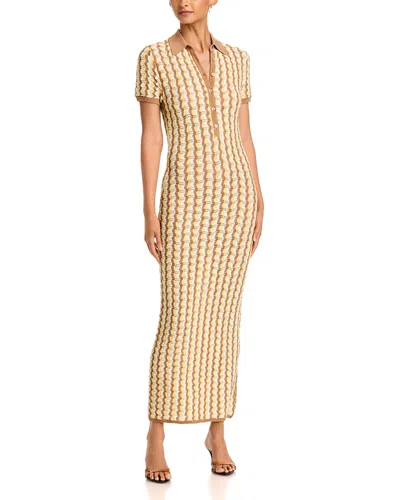 Ronny Kobo Quinlan Striped Knit Maxi Dress In Brown