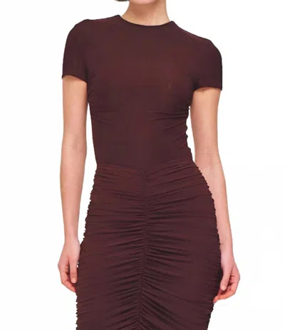 Ronny Kobo Rae Short Sleeve Bodysuit In Espresso In Brown