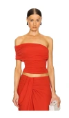 Ronny Kobo Ronny Koho Ranada Ruched One Shoulder Top In 火焰红