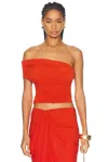 Ronny Kobo Ronny Koho Ranada Ruched One Shoulder Top In Flame