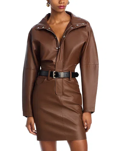 green emerald velvet dress Bebe Women's Laux Leather Bustier Midi Dress main image 1