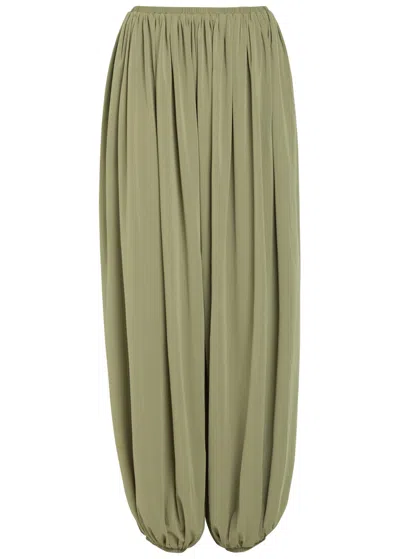 Ronny Kobo Renier Gathered Tissue Jersey Balloon Trousers In Green