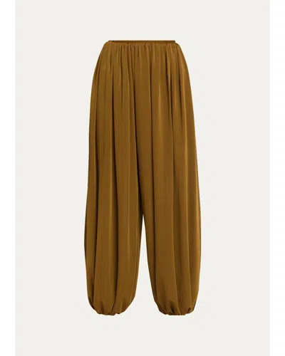 Ronny Kobo Renier Ruched Wide-leg Jersey Pants In Brown