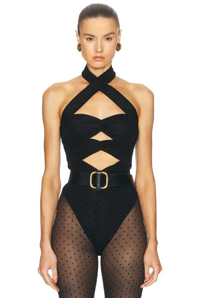 Ronny Kobo Ron Bodysuit In Jet Black