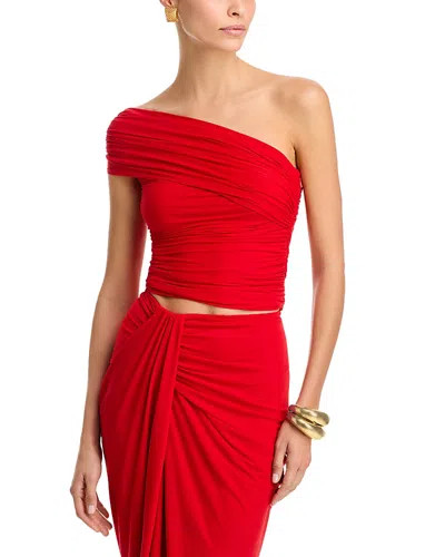 Ronny Kobo Ronny Koho Ranada Ruched One Shoulder Top In Flame